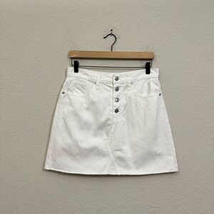MADEWELL A-Line Rigid Denim Mini Skirt Button-Fly in White